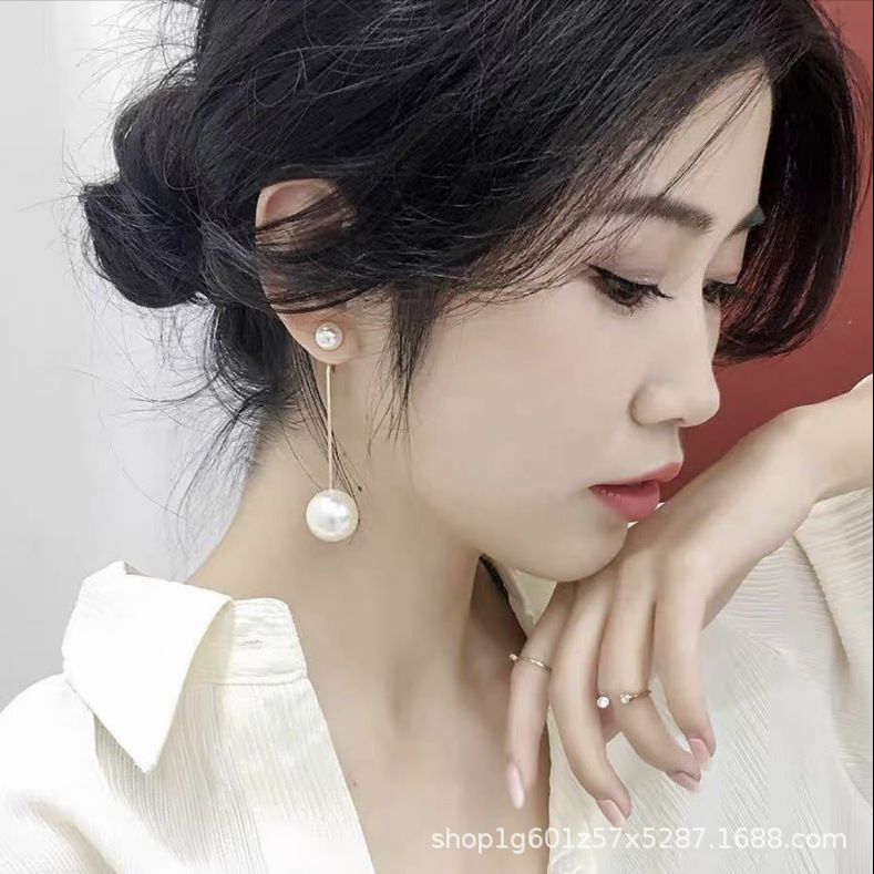 小众设计感轻奢圆脸长款珠珠流苏耳坠耳饰耳环耳钉