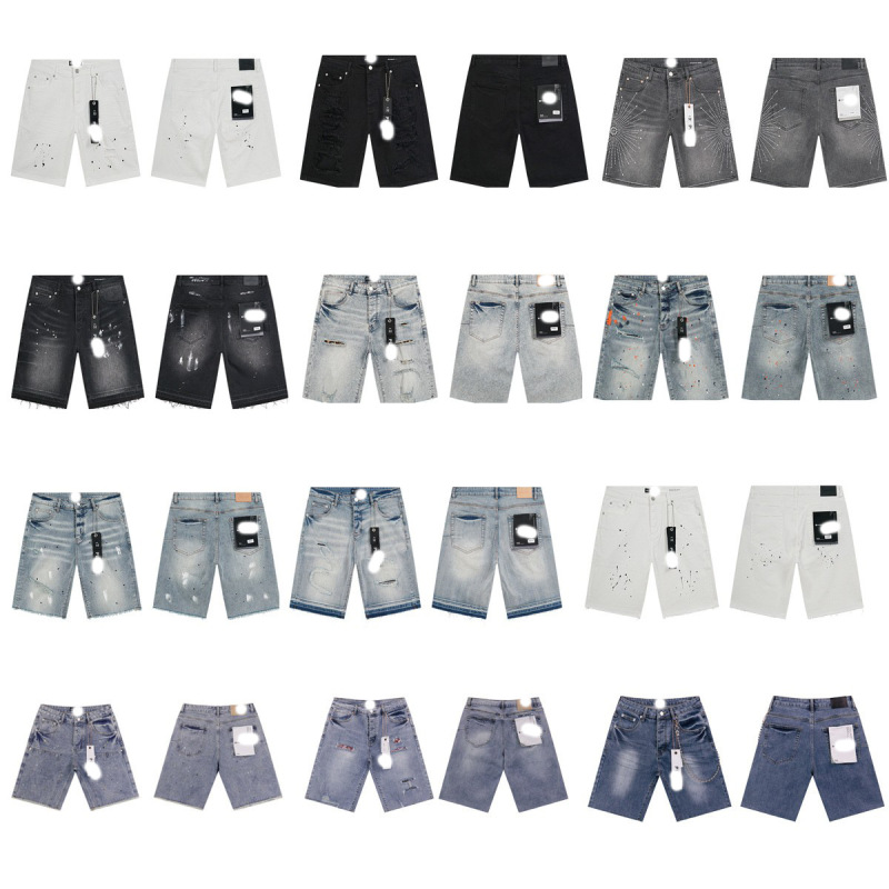 Cross-Border Trendy Brand Jb Pur Summer Straight-Leg Denim Washed Distressed Ripped Men's Denim Shorts and Long Pants Autumn Ple