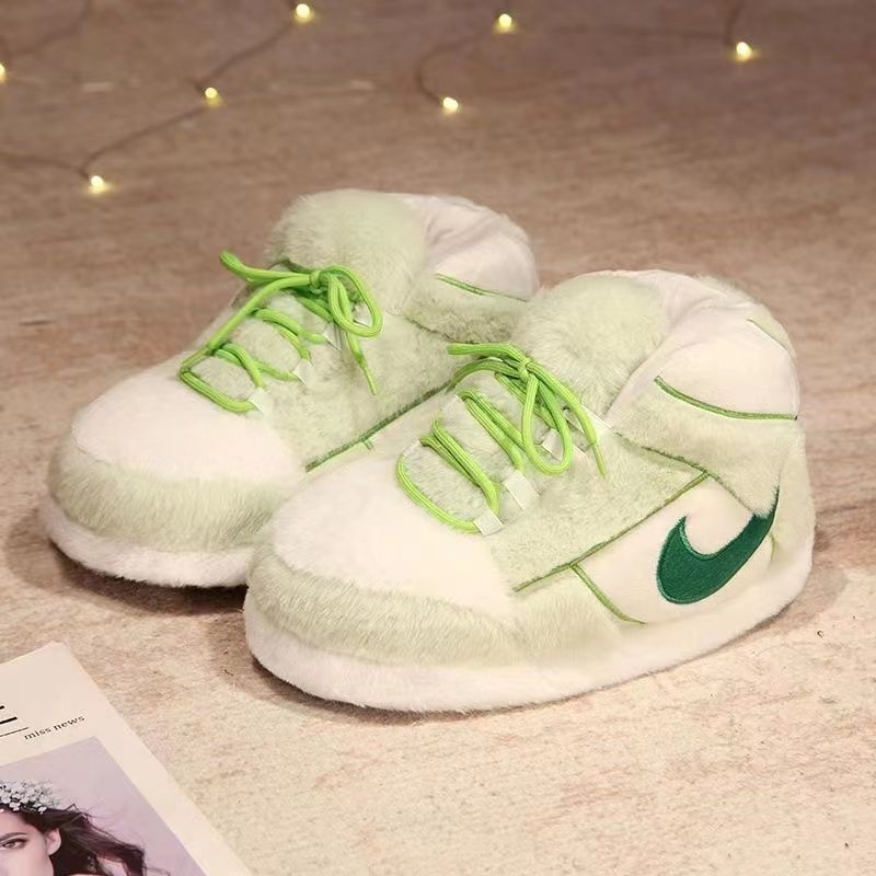 Invierno parodia aj cono coco zapatillas de algodón divertido interior pareja casero zapatos de felpa cálido rojo neto zapatos de algodón grande mujer