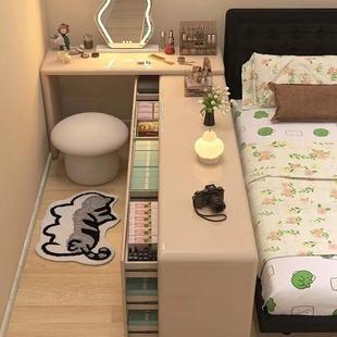 Solid Wood Simple Bedroom Dresser Makeup Table Desk Cupboard Integrated Storage Cabinet Combination Multi-Functional Bedside