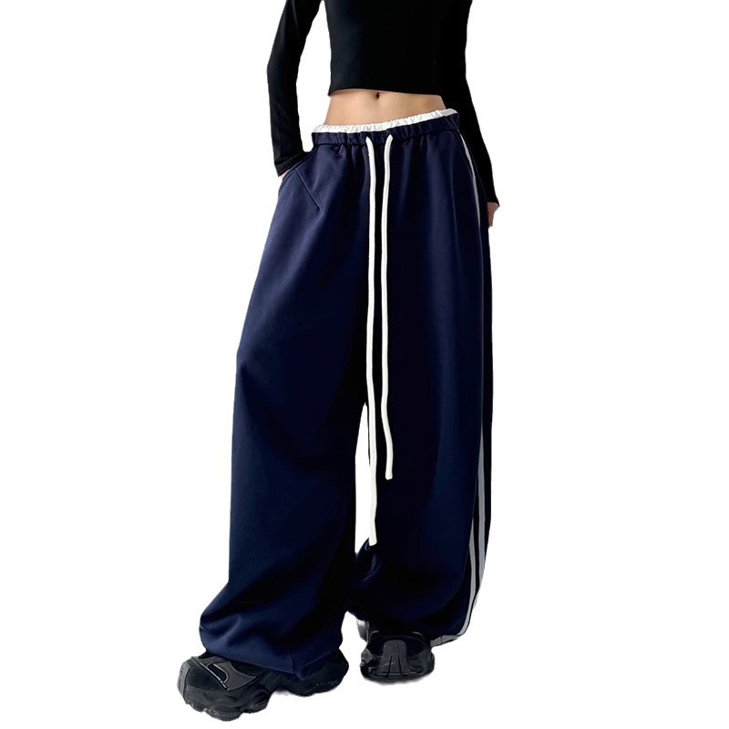Dancing Trendy Sports Pants Women's 2024 Spring and Autumn New High Waist Loose Casual Straight Tooling Wide Leg Long Pants