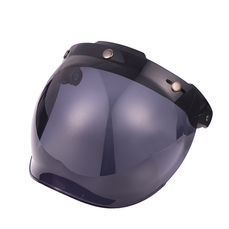 Venta caliente lente del casco de la motocicleta espejo burbuja medio casco retro casco de vuelo lente de tres botones con marco traje