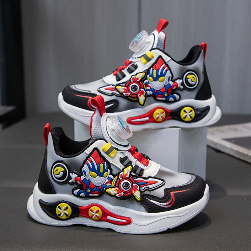 Детские кроссовки с мультяшным принтом, кроссовки для мальчиков в стиле «папиных» кроссовок, новая модель весна-осень 2025, повседневные кроссовки для мальчиков, кроссовки для бега с вращающейся пряжкой