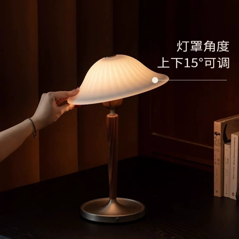 Ретро-настольная лампа Xiaowanzi с функцией подзарядки, стеклянная, для создания атмосферы, прикроватная лампа, ночник для спальни, 6 режимов