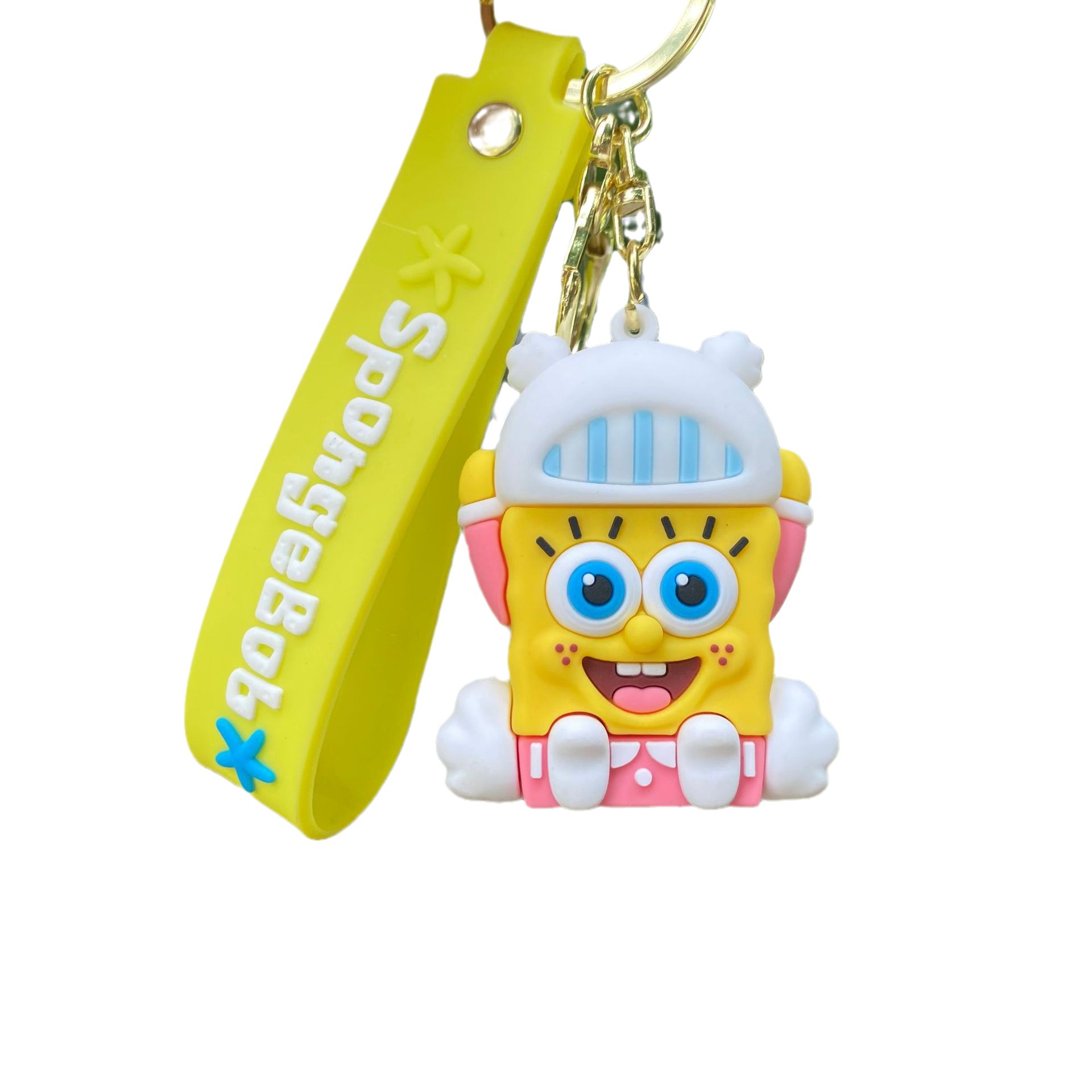 Dibujos animados esponja bebé Paida estrella llavero muñeca colgante coche llavero empuje muñeca máquina regalo al por mayor