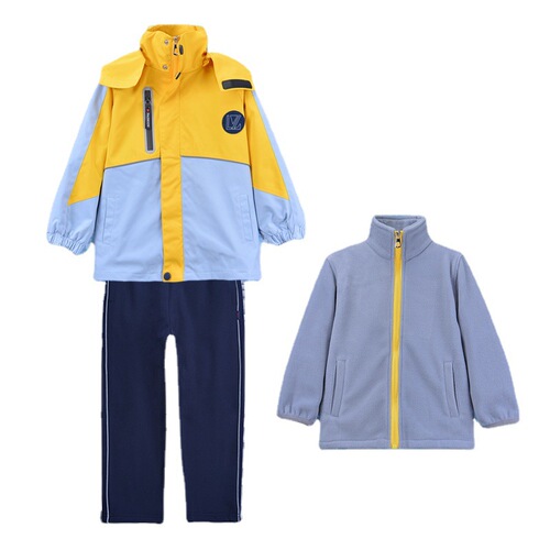 Children's school uniform set for primary school and kindergarten, suitable for autumn and winter, detachable thermal lining, warm set, children's windbreaker, class uniform, wholesale