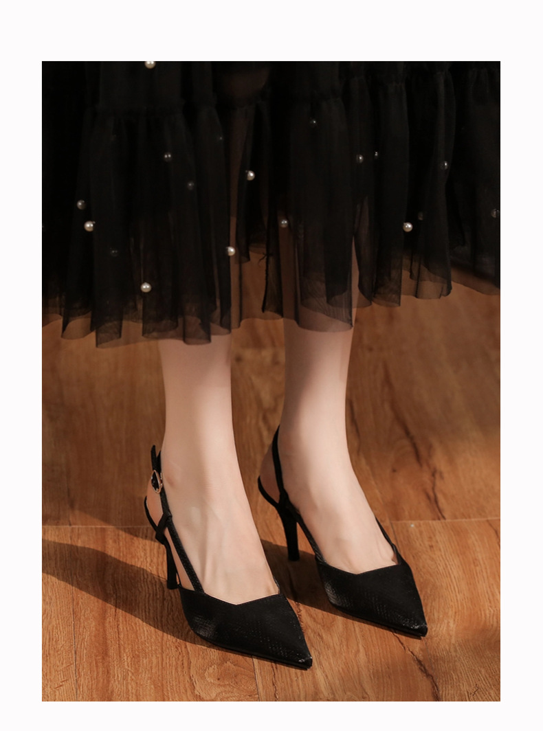 7755B Front Wrap Back Open Heel Sandals High Heels Elegant Commuting Versatile Daily Professional Temperament Women's_voghion.com