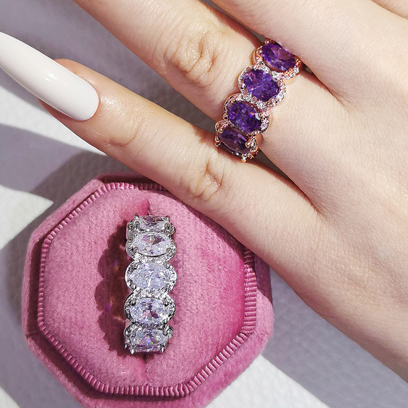 Fashion Round Copper Inlay Zircon Rings 1 Piece