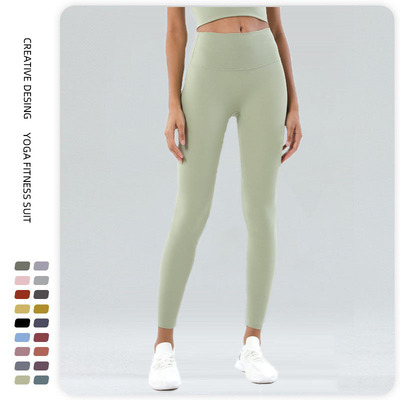 无尴尬线双面磨毛运动健身裤高腰提臀无痕裸感lulu瑜伽裤薄款女夏