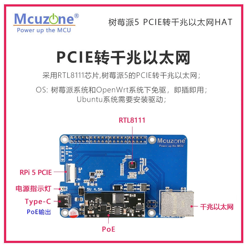 MP1G-PoE Raspberry Pi 5 PCIE конигестион? to Gigabit Ethernet HAT POE Ethernet Powered by