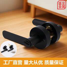 跨境专供室内房间哑黑门锁卧室简约家用执手锁三杆球形铝合金手锁