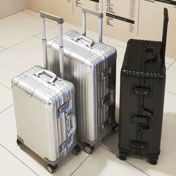 All-Aluminum Magnesium Alloy Suitcase for Men and Women, Aluminum Alloy Trolley Case, Business Suitcase, Metal Password Leather Case, Strong