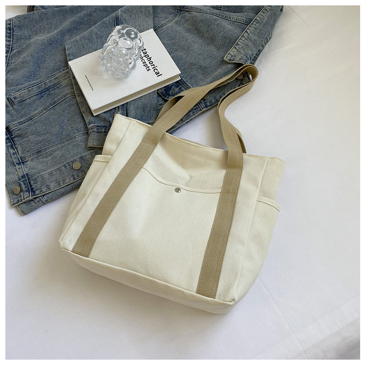New canvas bag for women, ins forest style single-shoulder bag, large capacity for books, student commuting bag for classes, hand-held cloth bag undefined