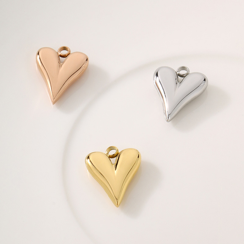18K Real Gold Plated Plating Material 1 Piece Quantity 1 Piece 12 * 14mm 304 Stainless Steel Heart Shape Pendant