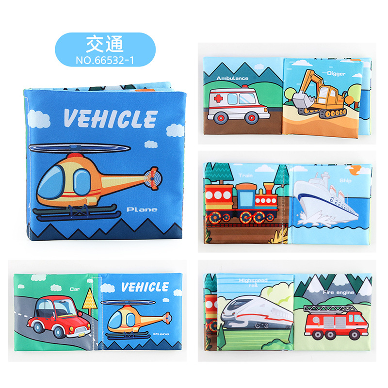 Bebé transfronterizo libro de tela desgarrable juguete 4 páginas 8 lados educación temprana cognición lavable desgarrable Palm libro de tela papel de llamada