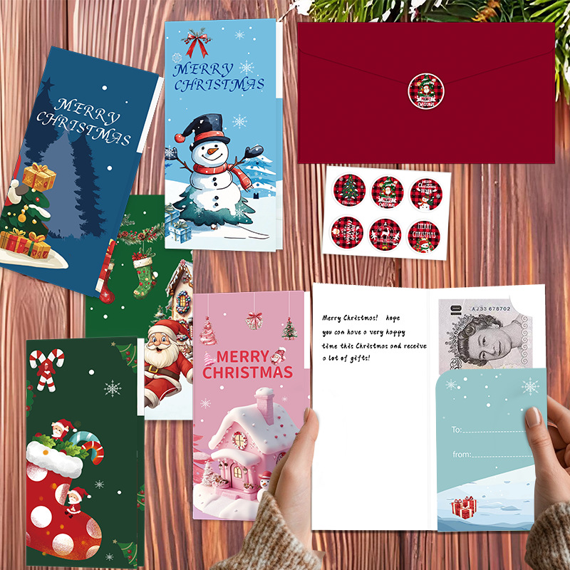 Christmas card圣诞节贺卡套装高级感节日礼品圣诞节夹钱小卡片