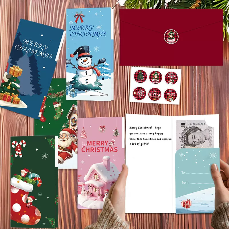 Christmas card圣诞节贺卡套装高级感节日礼品圣诞节夹钱小卡片