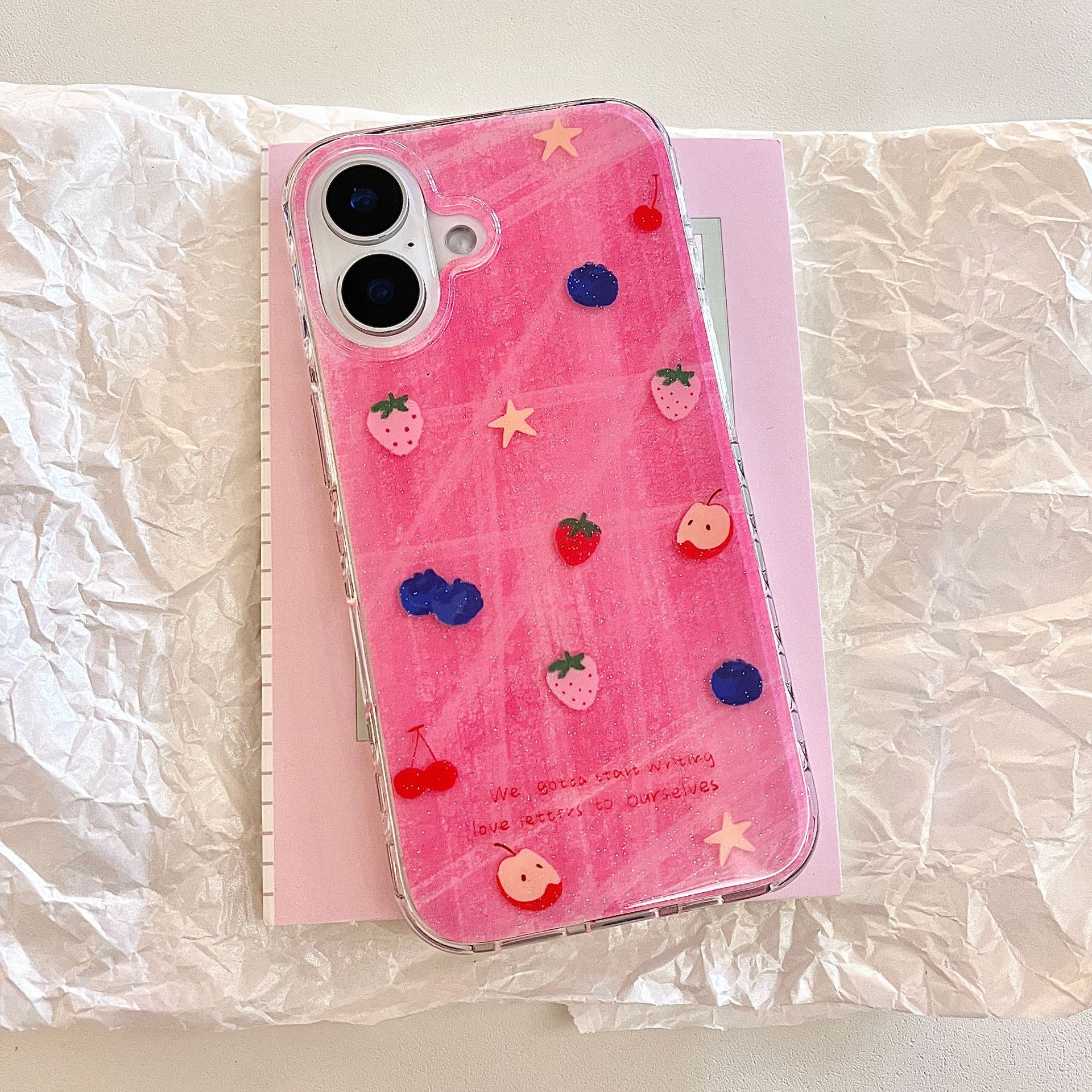 Fruta de graffiti coreana para Apple 16ProMax funda para teléfono móvil 15/14 Simple 15Pro nicho 13 colgante 16