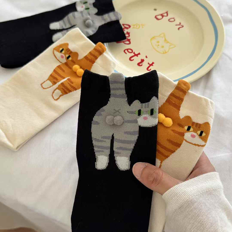 Korean Daetongmen Socks for Women, Cute Cat Egg Socks, Quirky Cartoon Mid-Calf Socks, Creative Socks Wholesale from Zhuji Korean Daetongmen Socks for Women, Cute Cat Egg Socks, Quirky Cartoon Mid-Calf Socks, Creative Socks Wholesale from Zhuji