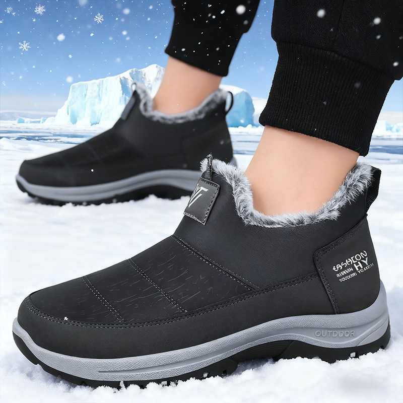 Nuevos zapatos de invierno transfronterizos para caminar con cabello grueso y peluche calentado para hombres zapatos de nieve al aire libre de tamaño grande