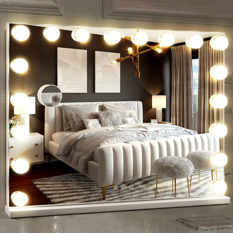 Hollywood Vanity Mirror with Light Bulbs, Large Illuminated Makeup Mirror, Adjustable Light, Rotatable Desktop Led Makeup Mirror Hollywood Vanity Mirror with Light Bulbs, Large Illuminated Makeup Mirror, Adjustable Light, Rotatable Desktop Led Makeup Mirror