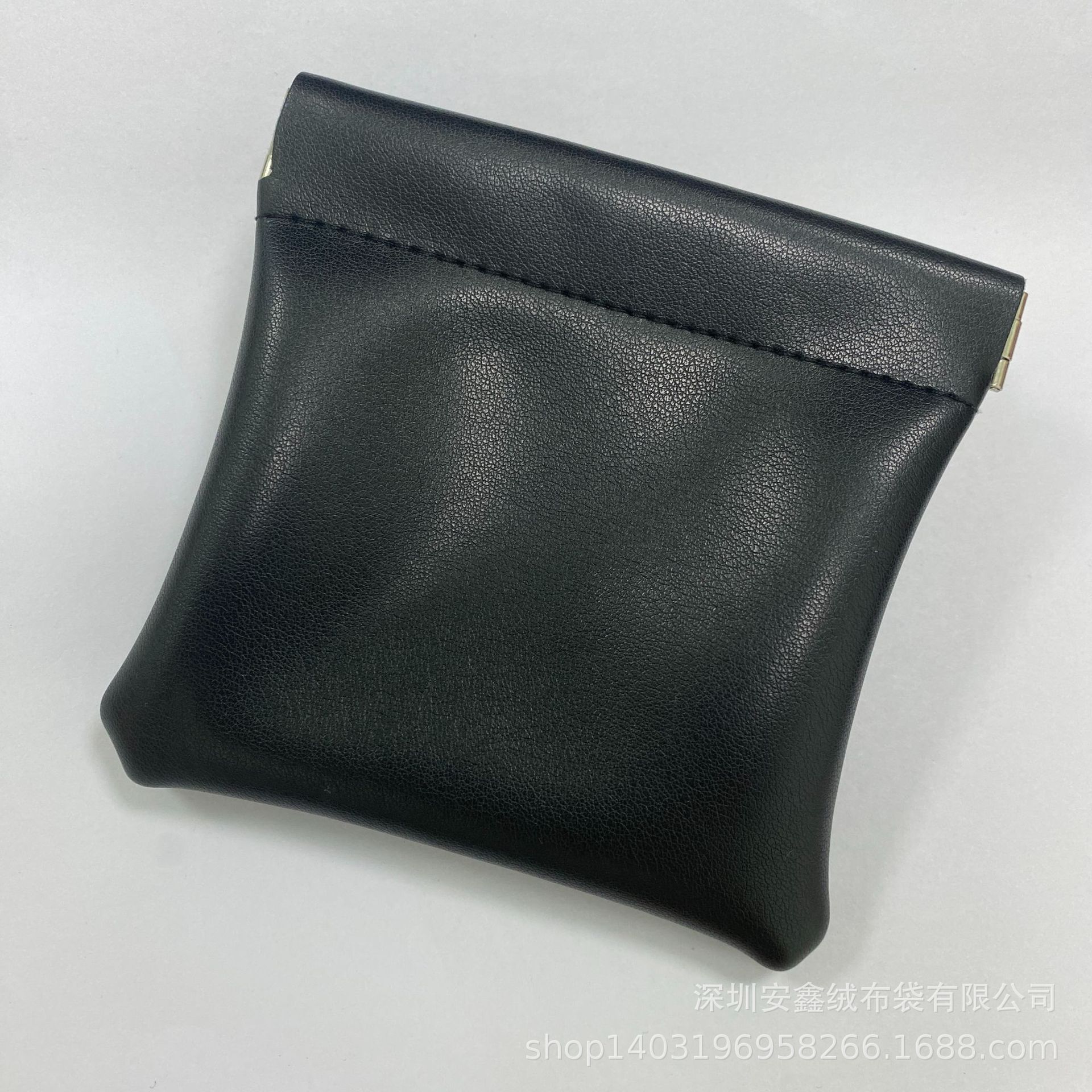 简约纯色自动闭合弹簧袋PU皮质口红收纳袋化妆包零钱包防尘袋