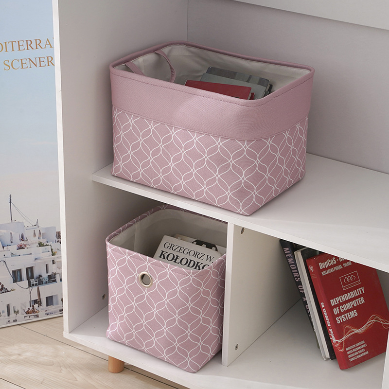 帆布收納箱 衣柜桌面整理置物筐粉色 帆布收納筐現(xiàn)代簡約雜物整理