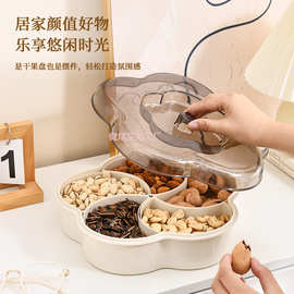 干果盘过年果盘大号带盖糖果盒家用分格零食盘客厅塑料结婚瓜子盘