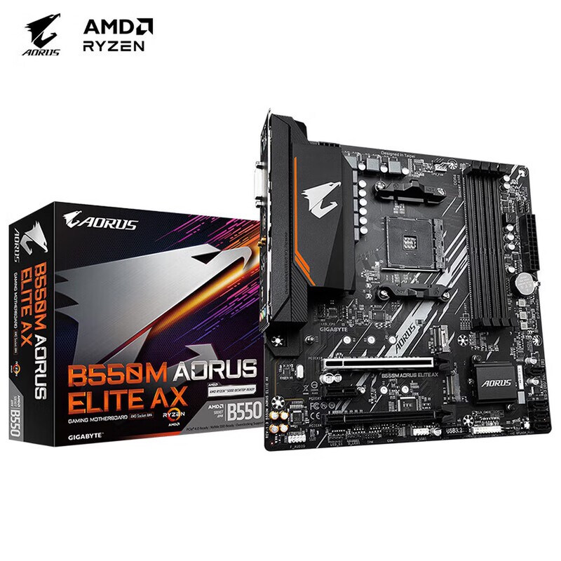 Gigabyte B550M AORUS ELITE AX desktop computer motherboard compatible with AM4 B550 WiFi