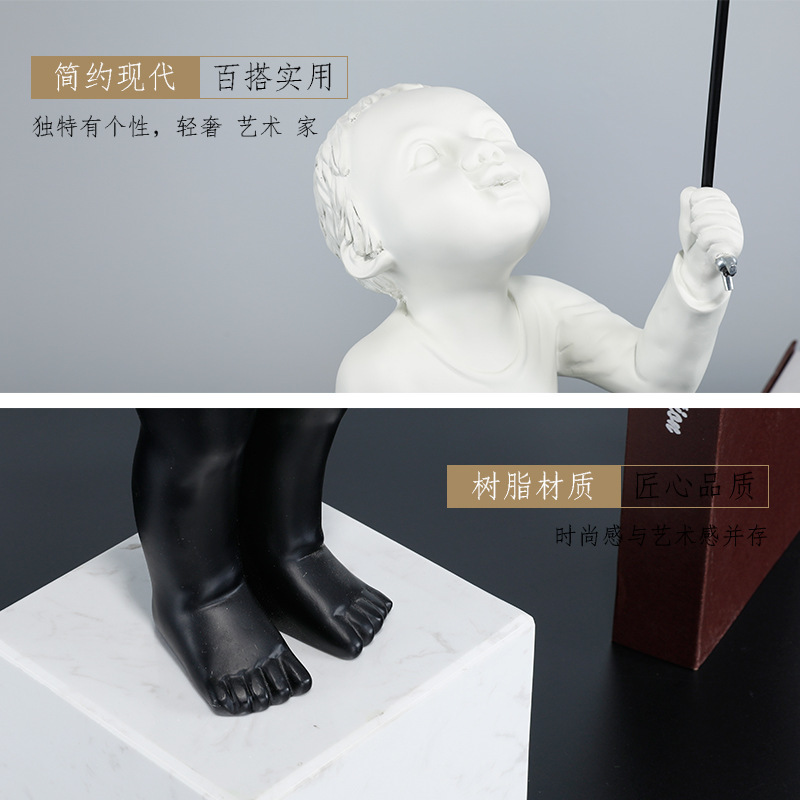 간단한 현대 호텔 빌라 빨간 풍선 소년 그림 장식 모델 룸 엔드뷰 플랫폼 조각 부드러운 장식 장식