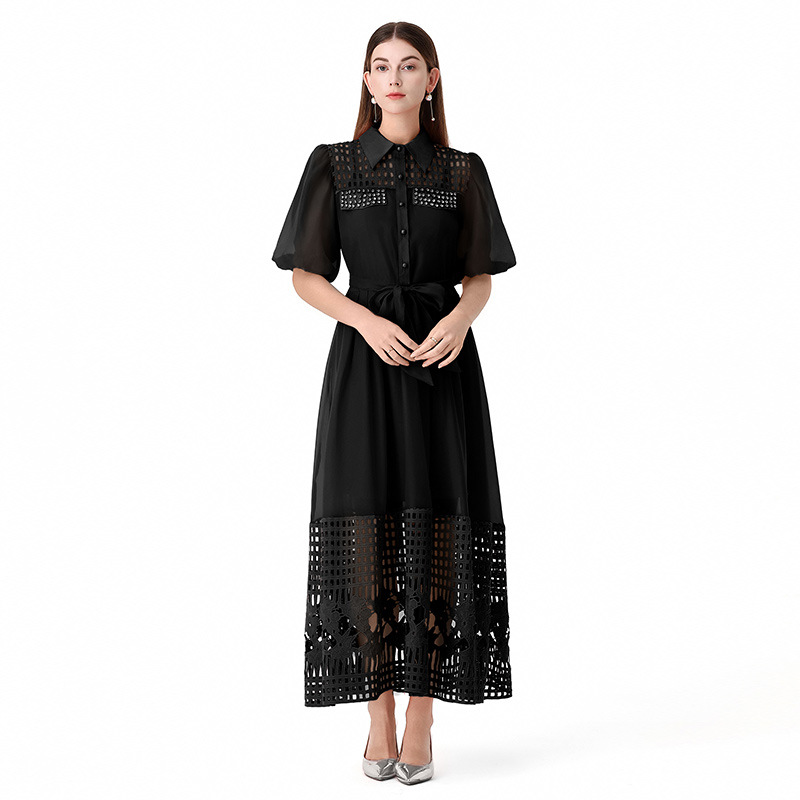 Women's Clothing Elegant Style Tie Waist Short Sleeve Women's Clothing Dress For Formal & Casual For Women_ecoleips.com