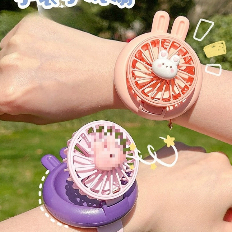 Милые детские часы, небольшой вентилятор, новый студенческий уличный портативный мини-наручный вентилятор