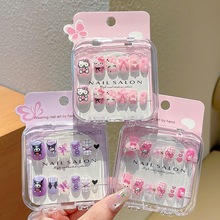 库洛米儿童美甲穿戴甲可拆卸2025新款可爱女童指甲贴纸女孩小礼物
