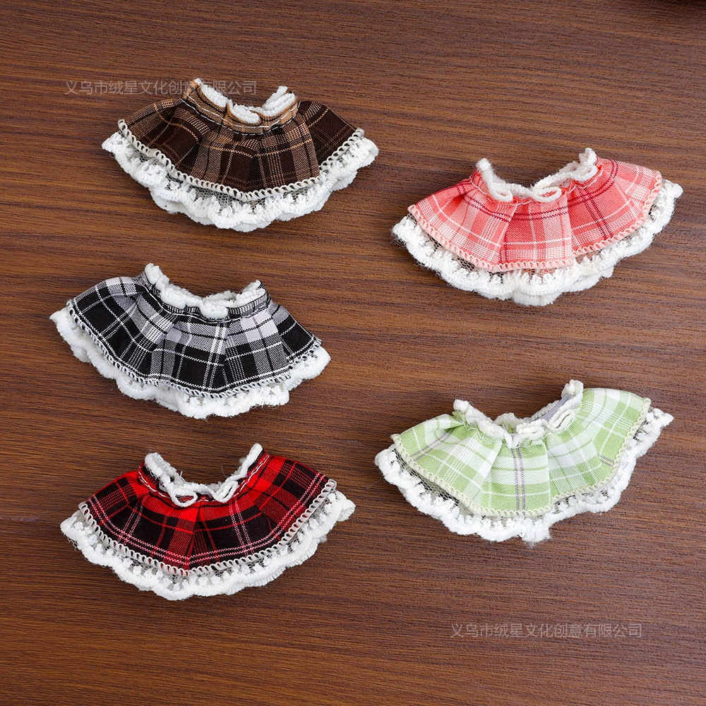 Trendy Doll Clothes Long-Legged Kt Colorful Plaid Lace Pleated Skirt Shawl Ga Zi Sister Dress-Up Sweet Outfit