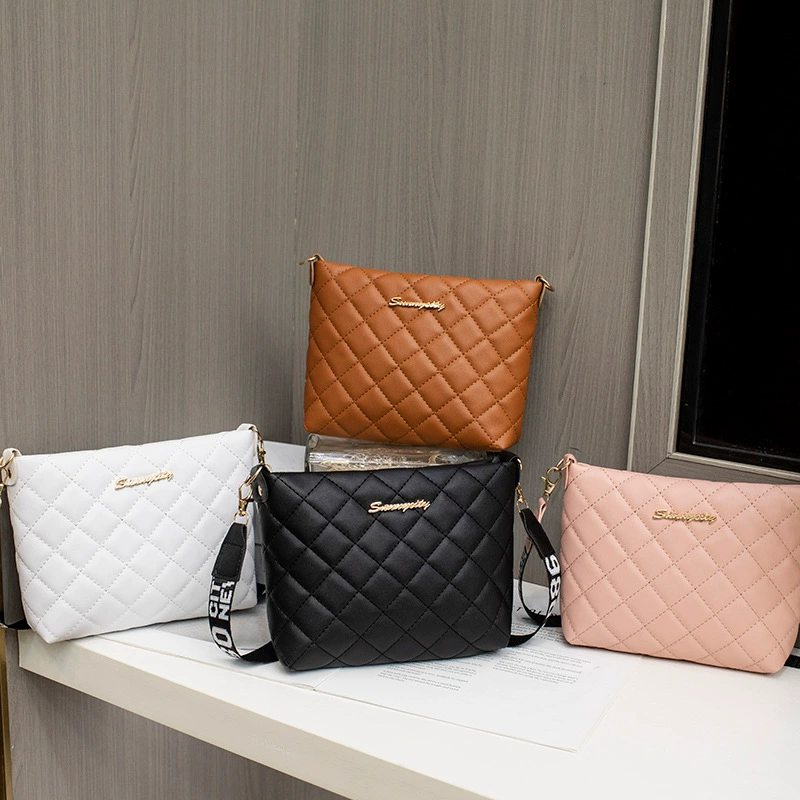 Сумка-ведро с ромбовидным узором, новинка 2024 года, женская сумка, нишевая женская сумка высокого качества, сумка через плечо в корейском стиле