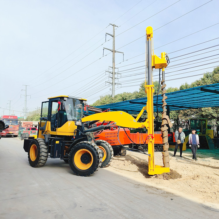 二手龙工装载机改装打桩机 铲车式电杆挖坑车 液压螺旋地基桩钻机
