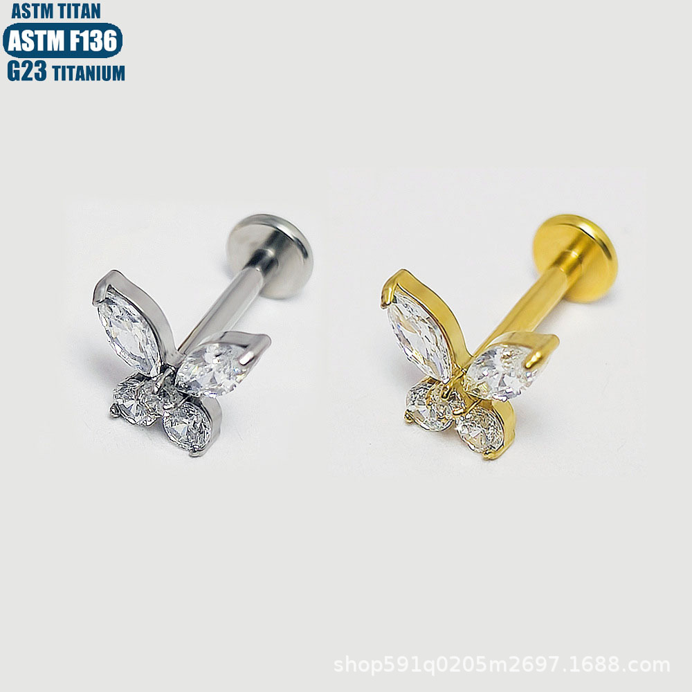 Pointed titanium steel lip stud product view