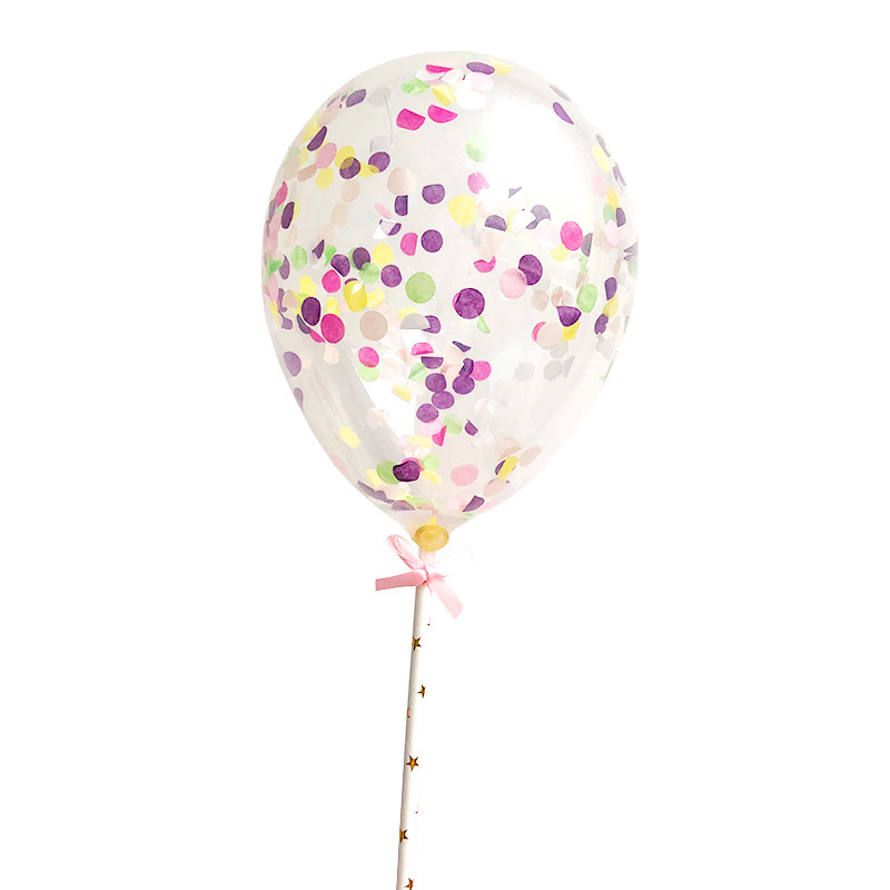 Birthday cake decoration confetti balloon plug-in wedding party supplies 5-inch colorful paper transparent sequin balloon