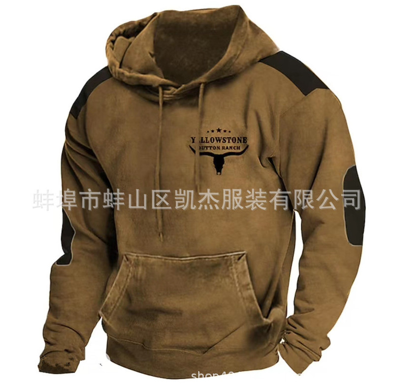 2023 New Cross-Border Hot Selling 3D Sweatshirt Digital Printing Men's Street Sports Fashion Fleece-Lined Hoodie