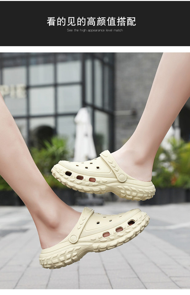 Dép sandal nam bít mũi đế lốp kiểu lỗ thoáng khí, đi biển và sinh hoạt hè — màu kaki, trắng, xám, đen chi tiết 8