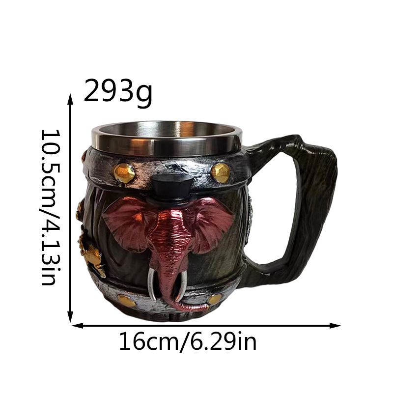 創意新品象マグカップ304ステンレス二重コップ大容量ビールマグカップコーヒーカップ|undefined