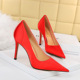 8831-5 simple Retro High Heels women's shoes thin heels Satin shallow mouth pointed spring and autumn new single shoes