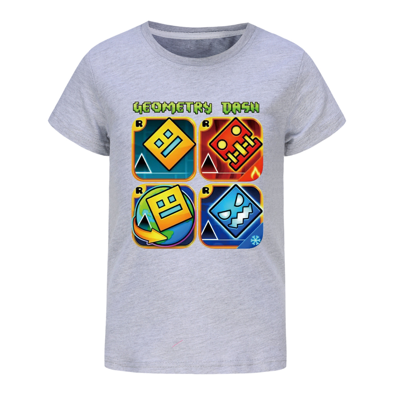 Geometrie Dash T-shirt Kinder Cartoon Kleidung Jungen 100% Baumwolle T-shirt Kinder Mode Kleidung Kleinkind Mädchen Kurzarm Tops – Detail 7