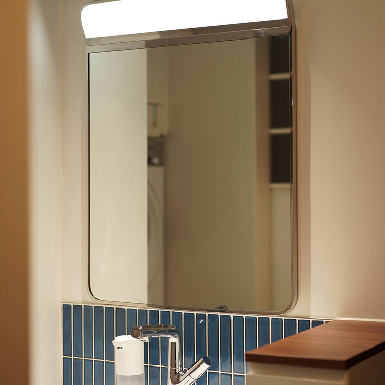 Stainless Steel Frame Led Smart Bathroom Ultra-White Medieval Mirror with Light Bathroom Mirror Bathroom Wall-Mounted Anti-Fog Mirror