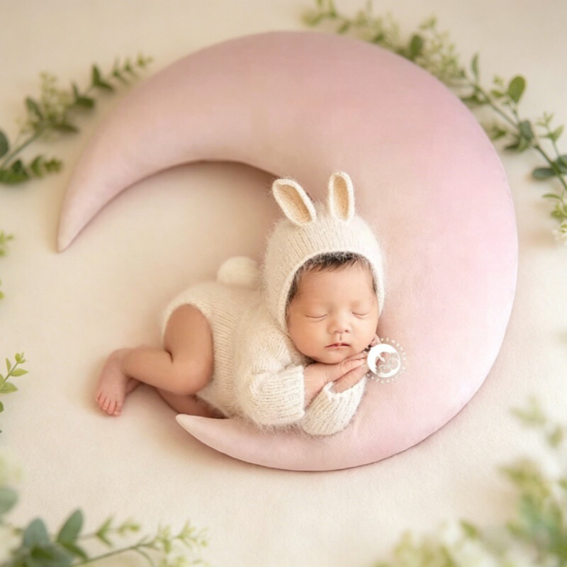 Newborn Photography Moon Pillow and Star Props, Baby 100-Day Photo Shoot Auxiliary Studio Photography Props and Decorations Newborn Photography Moon Pillow and Star Props, Baby 100-Day Photo Shoot Auxiliary Studio Photography Props and Decorations