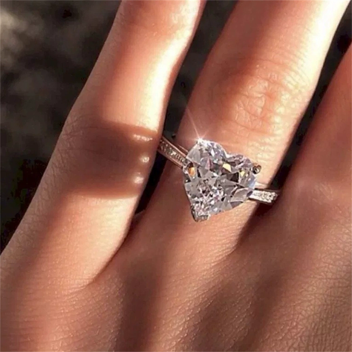 Покрытие камнем, цирконий сердце, кольцо, аксессуар, Aliexpress, wish, европейский стиль