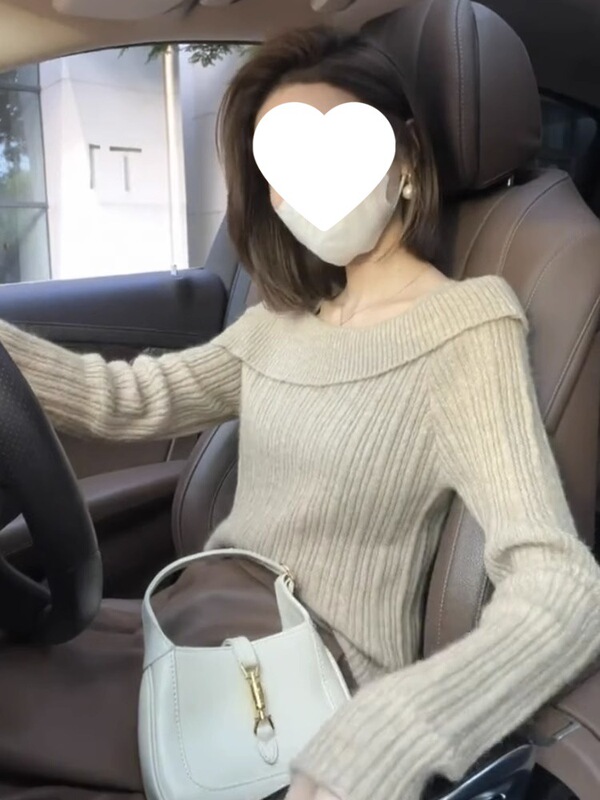 欧货气质高级感打底衫女春秋新款毛衣修身灰色针织衫一字领上衣潮|undefined