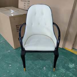 批发西餐厅售楼处洽谈椅子设计师豪华酒店餐厅白蜡木软包靠背餐椅