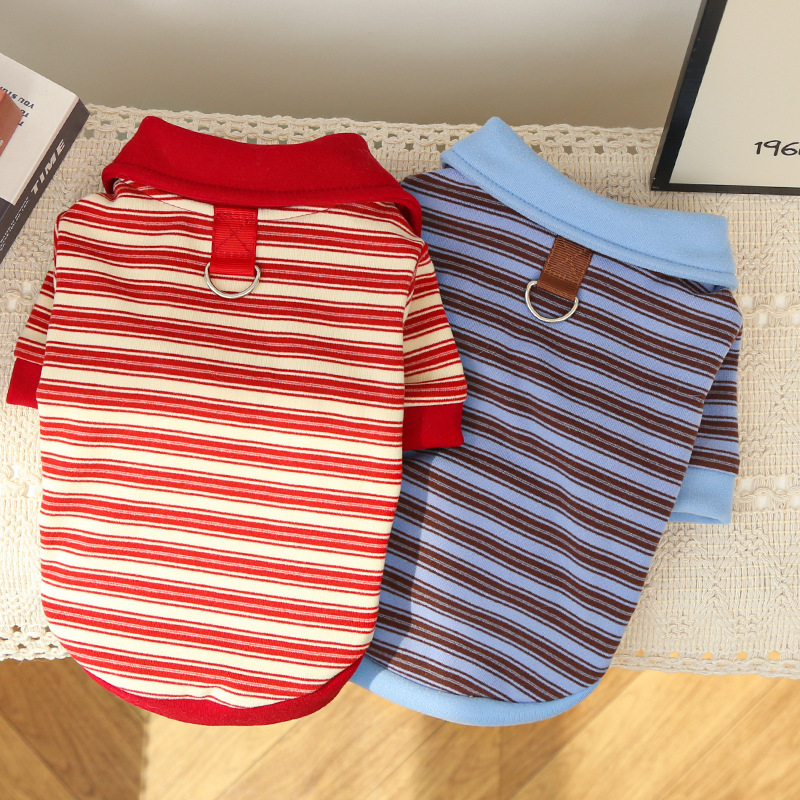Otoño y invierno polo rayas camiseta de lana para gatos ropa de mascotas perros nuevos productos ropa de gato para perros Gato corto sin pelo