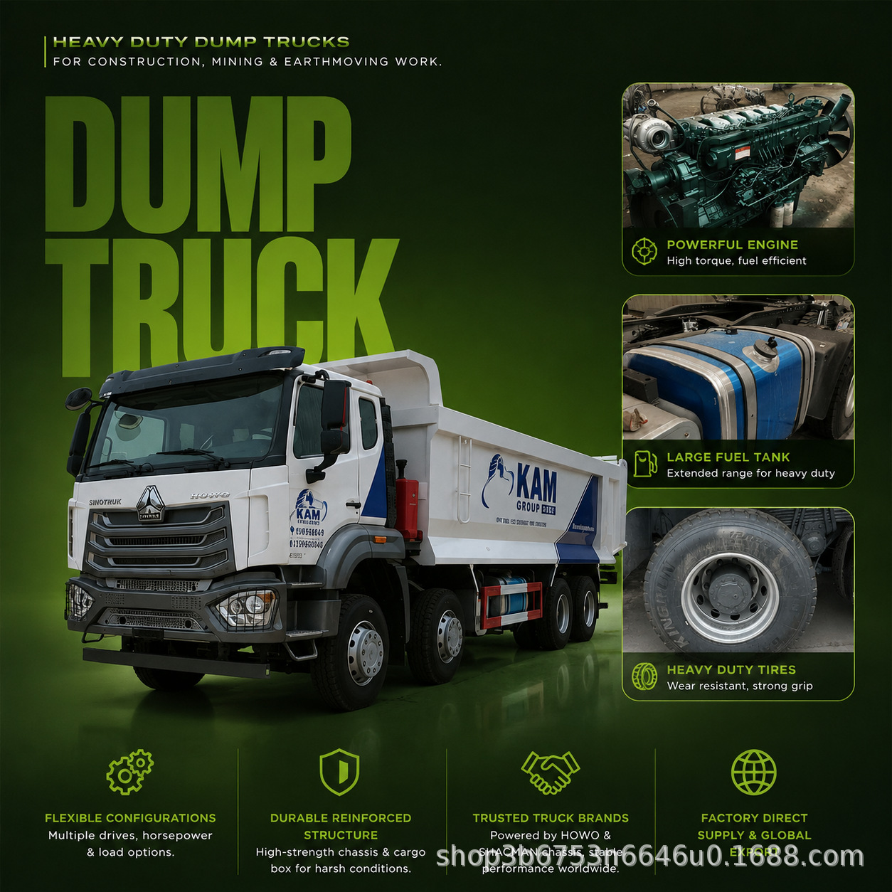Second-hand car and motorcycle trading market: Howo front four-wheel, rear eight-wheel, engineering dump truck, Jiefang J6P heavy-duty muck transport vehicle